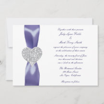 Inbjudan till lila Blue Diamond Heart Wedding