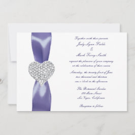 Inbjudan till lila Blue Diamond Heart Wedding