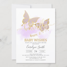 Inbjudan till lila Butterfly Baby Shower