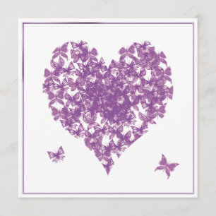 Inbjudan till lila Butterfly Heart Wedding