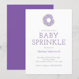 Inbjudan till lila Doughnut Baby Sprinkle Shower