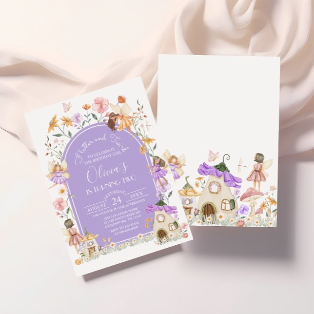 Inbjudan till lila Fairy Birthday (Skapare uppladdad)