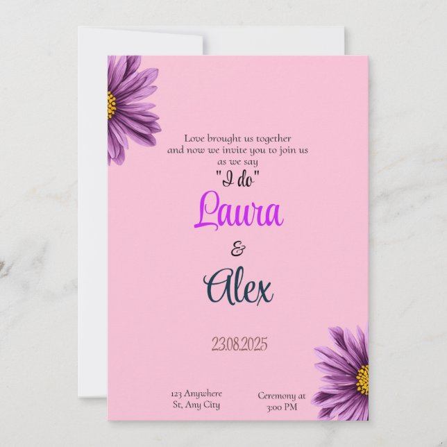 Inbjudan till lila Flower-inspiration-bröllop (Framsida)