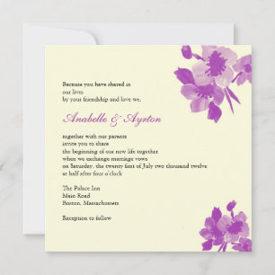 Inbjudan till lila Flower Wedding