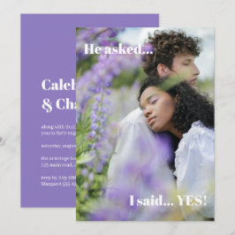 Inbjudan till lila fotoFörlovningsfest