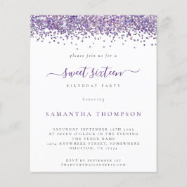 Inbjudan till Lila Glitter Sweet sixteen