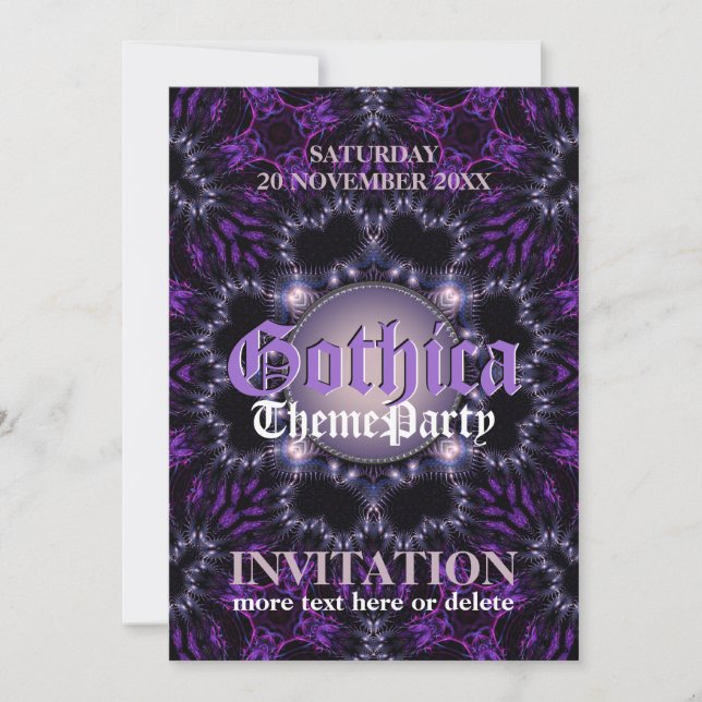 Inbjudan till lila Gothic Måne Temaparty (Framsida)