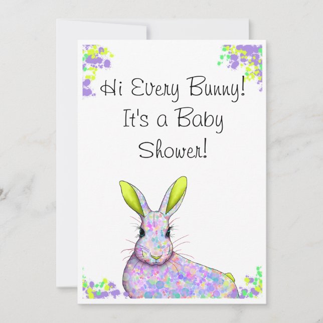 Inbjudan till lila & Gult Bunny Baby Shower (Framsida)