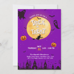 Inbjudan till Lila Halloween fest i bus eller godi