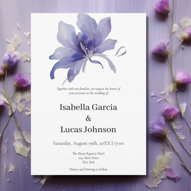 Inbjudan till lila Iris Watercolor Wedding (Skapare uppladdad)