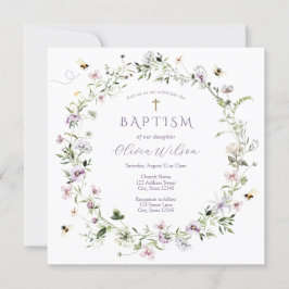 Inbjudan till lila känslig Wildblomsterbaptism