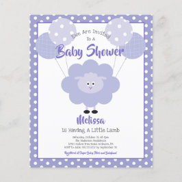 Inbjudan till lila Lamb Budget Cute Baby Shower