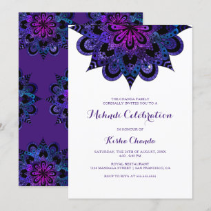 Inbjudan till lila Mandala Mehndi Firande