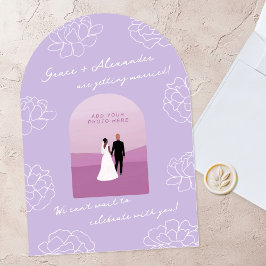 Inbjudan till lila Modern Arch Botanical Wedding