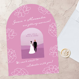 Inbjudan till lila Modern Arch Botanical Wedding