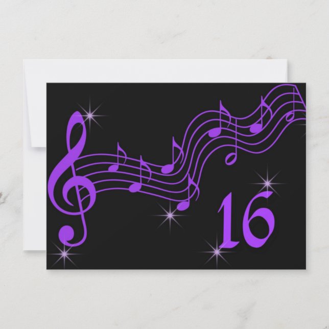 Inbjudan till lila Musik noter Sweet sixteen (Framsida)