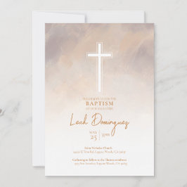 Inbjudan till lila Neutralt Färg Watercolor Baptis