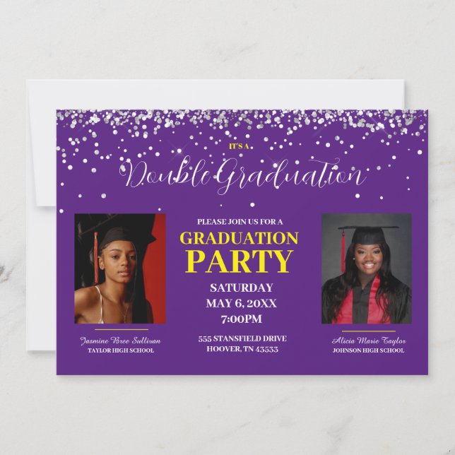Inbjudan till lila och Guld Dubbla Studenten (Framsida)