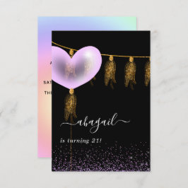 Inbjudan till lila och Guld och svart Födelsedagsf