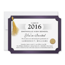 Inbjudan till lila och Guld Tassel-diplomat Studen