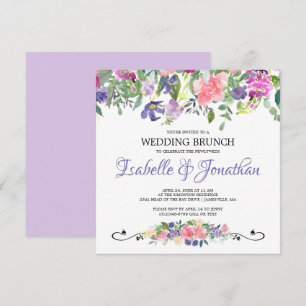 Inbjudan till lila och Rosa Blommigt Bröllop Brunc