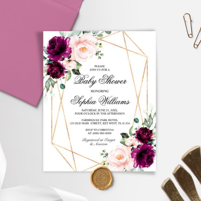 Inbjudan till Lila och  Rosa för babyskor (Skapare uppladdad)