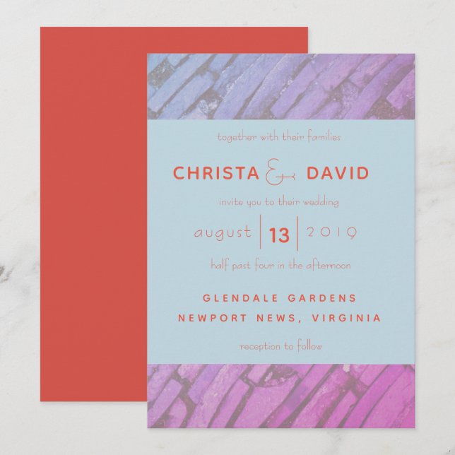 Inbjudan till lila och rött mönster (Fram/baksida)