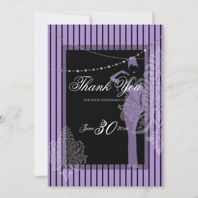 Inbjudan till lila och svart rand (Framsida)