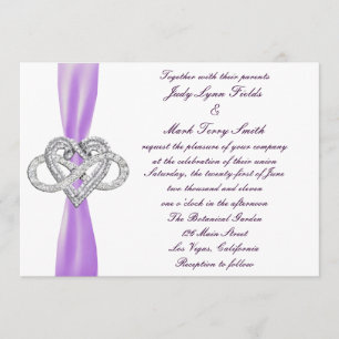 Inbjudan till lila Ofinity Heart Wedding