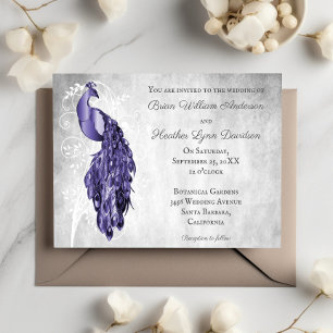 Inbjudan till lila Peacock Wedding
