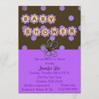 Inbjudan till Lila Polka dots Baby Shower