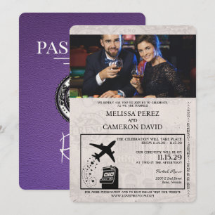 Inbjudan till lila Reno Passport Wedding