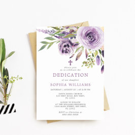 Inbjudan till lila Ro Blommigt Dedication