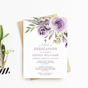 Inbjudan till lila Ro Blommigt Dedication