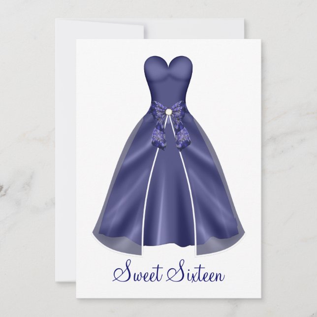 Inbjudan till lila Sweet sixteen Party Gown (Framsida)