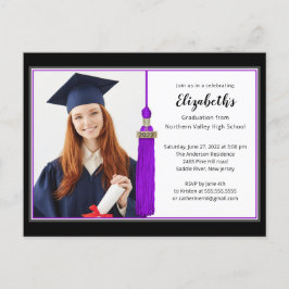Inbjudan till lila Tassel Photo Studentfest