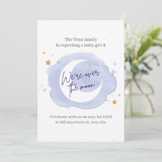 Inbjudan till lila Watercolor Girl Baby Shower