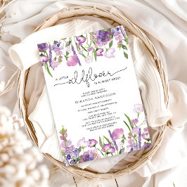 Inbjudan till lila Wildblomma Baby Shower