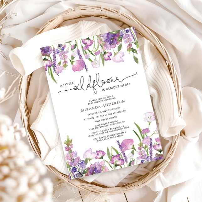 Inbjudan till lila Wildblomma Baby Shower (Skapare uppladdad)