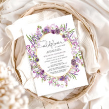 Inbjudan till lila Wildblomma Baby Shower