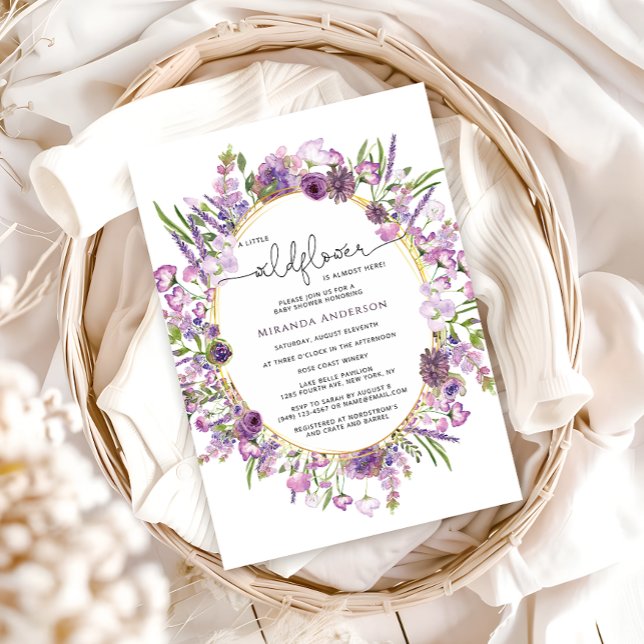 Inbjudan till lila Wildblomma Baby Shower (Skapare uppladdad)