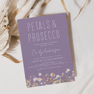 Inbjudan till lila Wildblomma Petals & Prosecco Flygblad