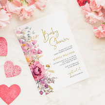 Inbjudan till lila Wildblommor Baby Shower