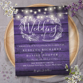 Inbjudan till Lila Wood String Light Wedding