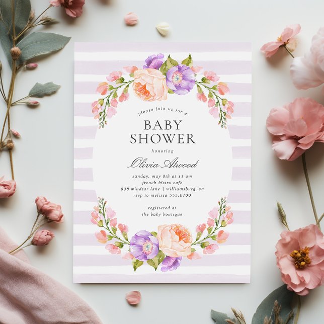 Inbjudan till Lilac Rand och Bloom Baby Shower (Skapare uppladdad)