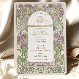 Inbjudan till Lilac Wedding Art nouveau av Mucha