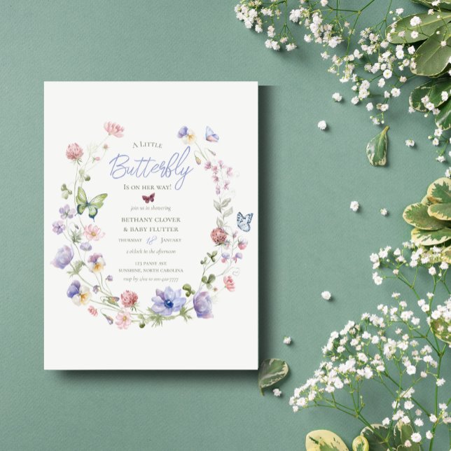 Inbjudan till Lilac Wildblomma Butterfly Baby Show (Skapare uppladdad)