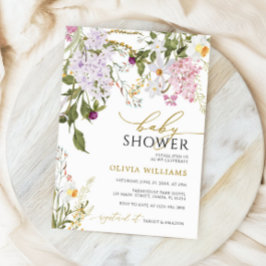 Inbjudan till Lilac Wildblommor Baby Shower