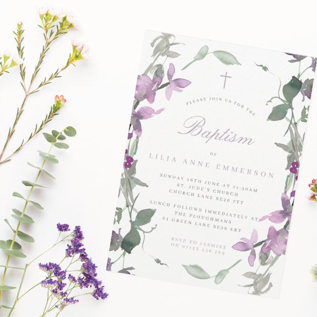 Inbjudan till Lilac Wildblommor & Kor Baptism (Skapare uppladdad)