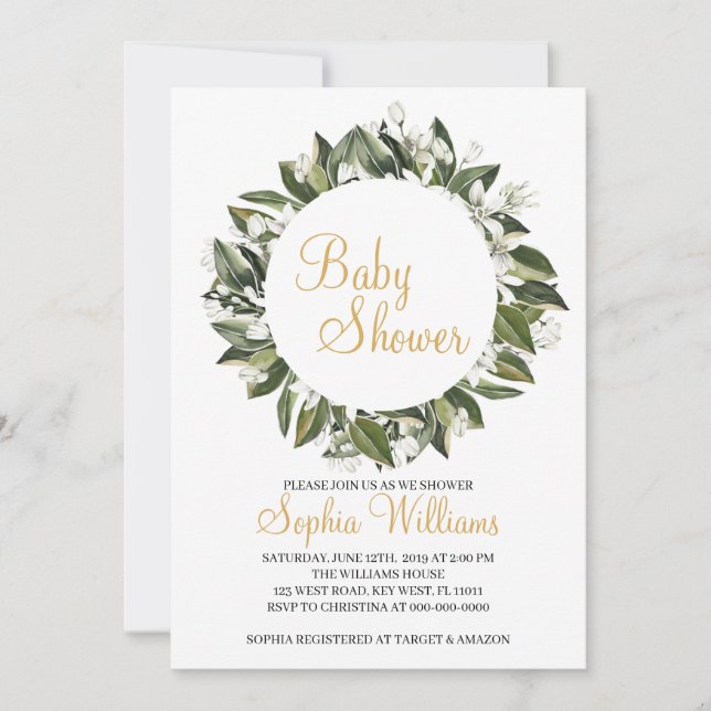 Inbjudan till Lilies Baby Shower (Framsida)
